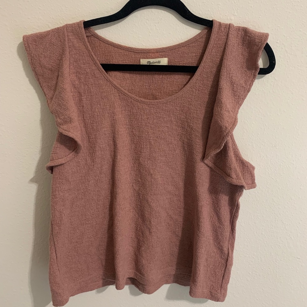 Madewell Mauve Pink Ruffle Sleeve Top-Medium